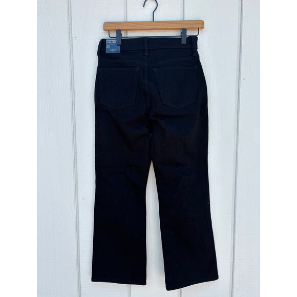 NWT J.Crew Curvy‎ Mid Rise Flare Crop Jean, Black, Sz 25 - Picture 2 of 3